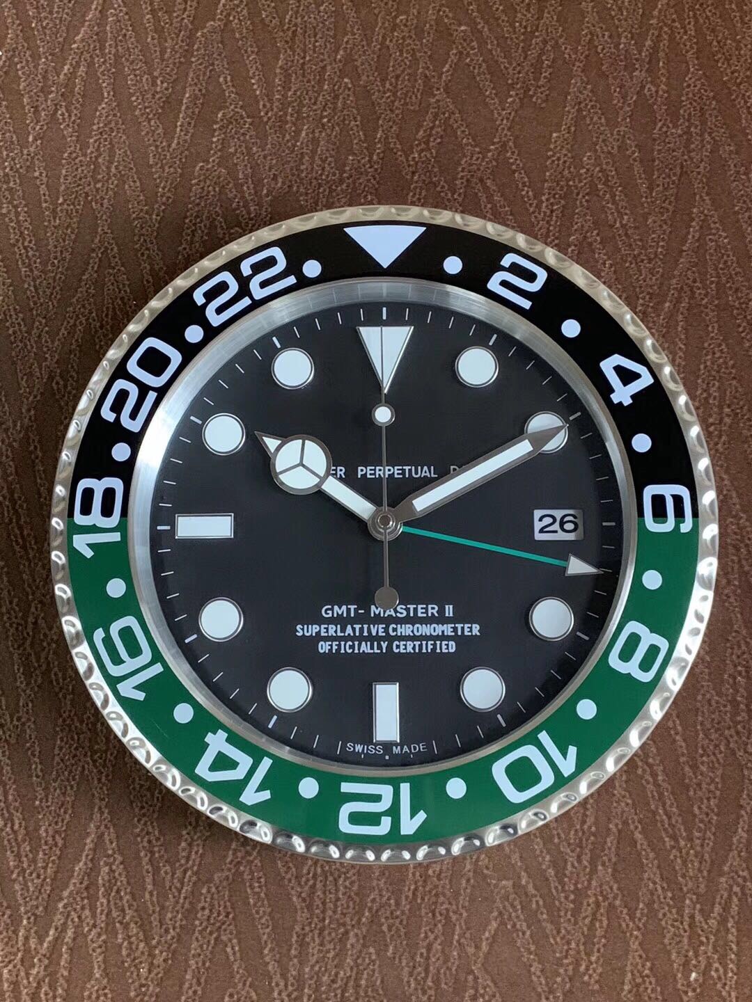 R Classic GMT Wall Clock Black-Green Bezel Biggest